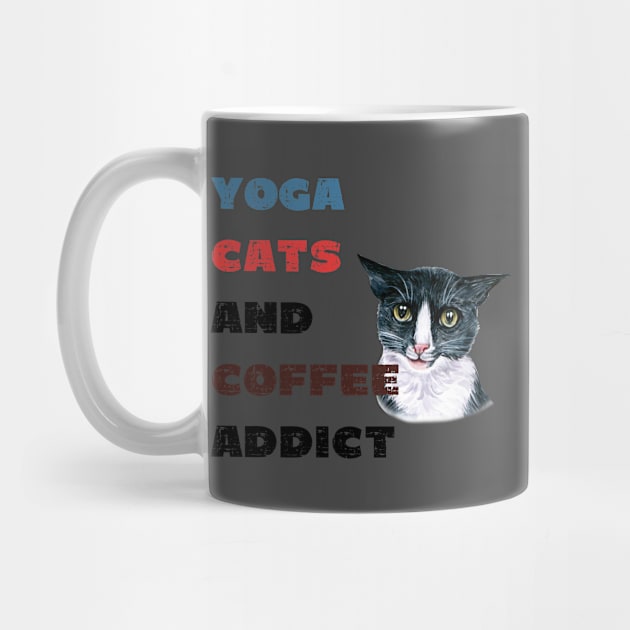 Yoga cats and coffee addict funny quote for yogi by Red Yoga